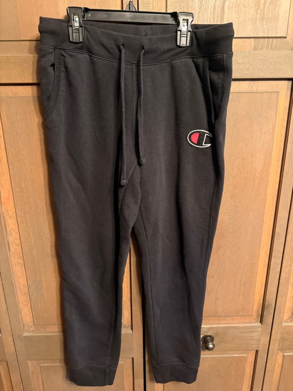 Champion Men’s Black Jogger Sweatpants with Embroidered Logo